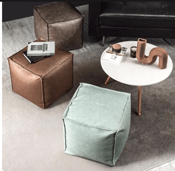 Moroccan PU Leather Pouf